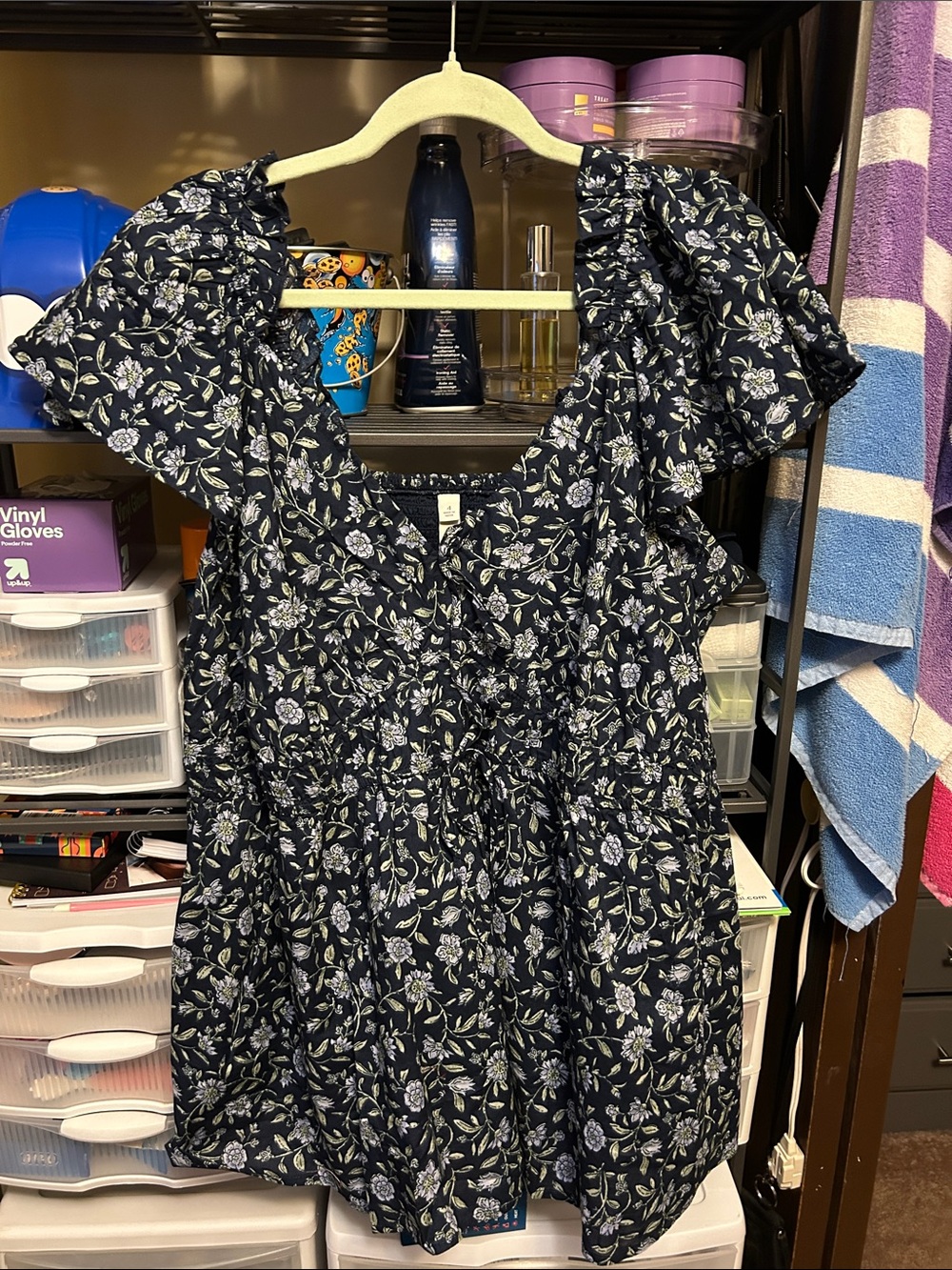 torrid Navy Floral Square-Neck Puff Sleeve Tunic